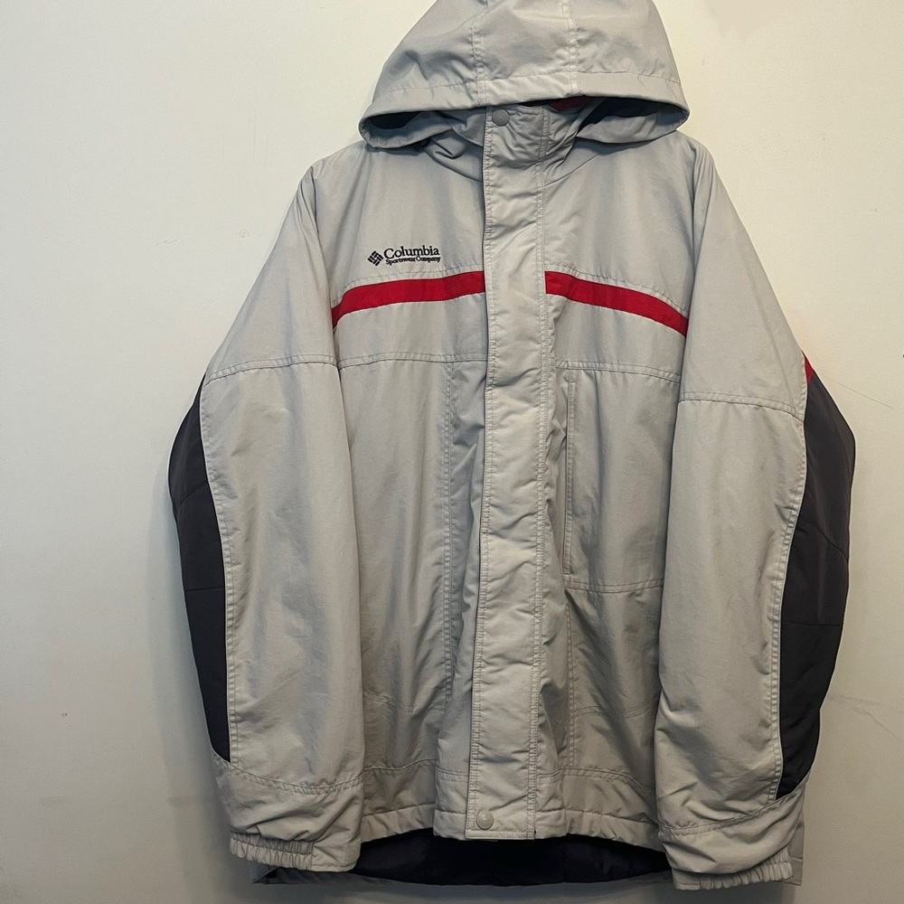 Columbia Sportswear 3-in-1 interchange Light Gray Fleece Jacket with Red Accents